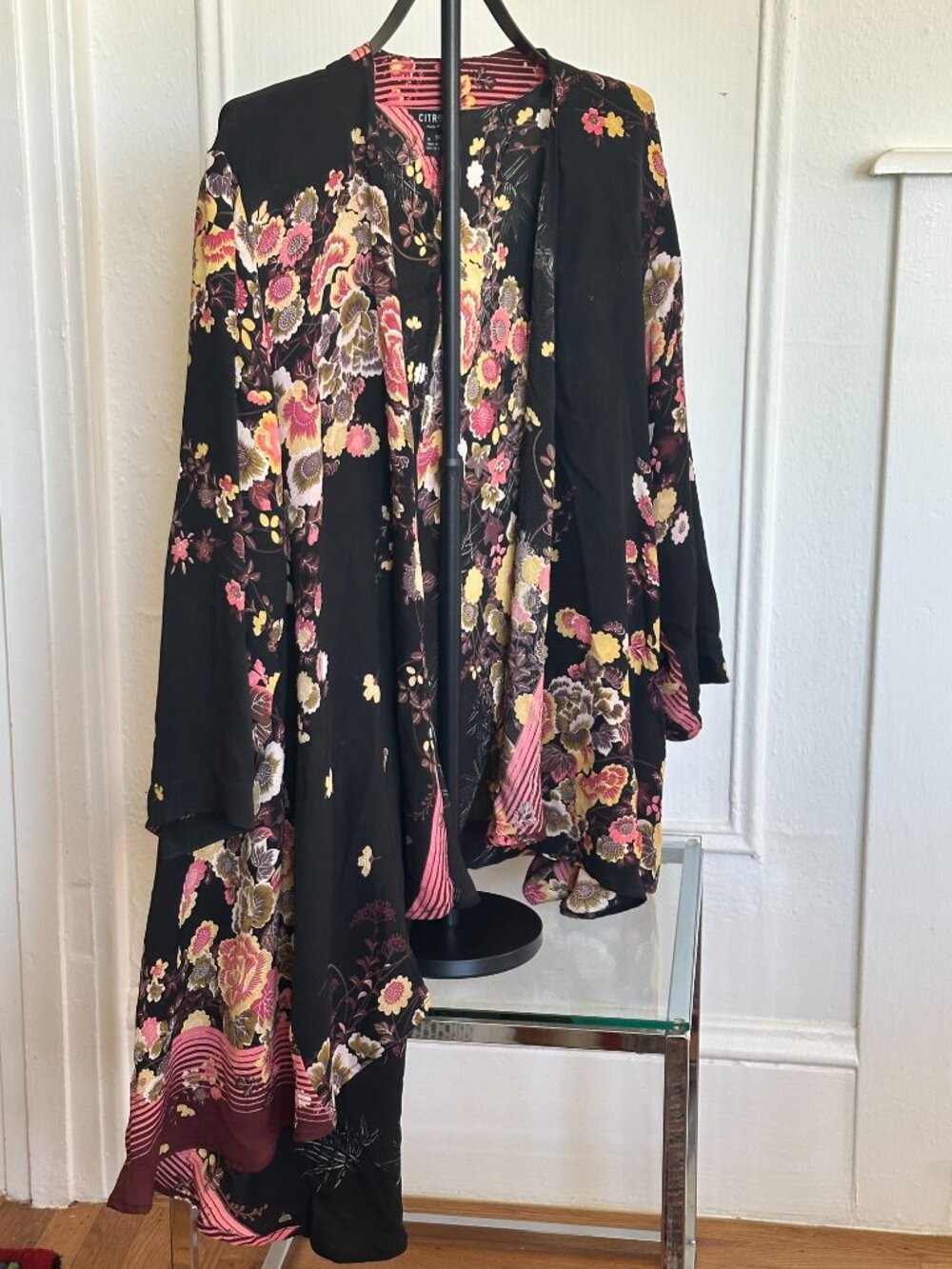 Citron Santa Monica 100% Silk Kimono Jacket / Duster | Floral | Size 3X - Picture 4 of 6